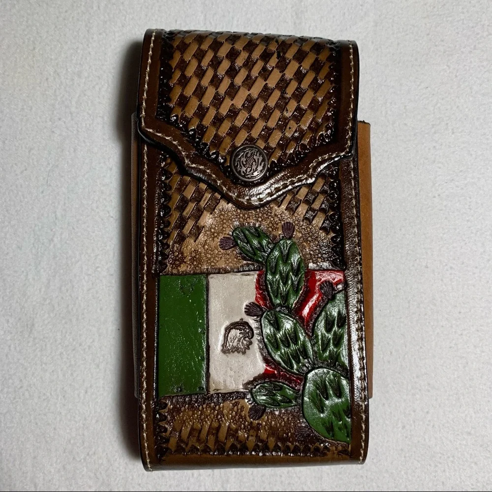 WESTERN LEATHER‎ CELL PHONE CASE, FUNDA VAQUERA DE CUERO COWBOY RODEO PHONE CASE